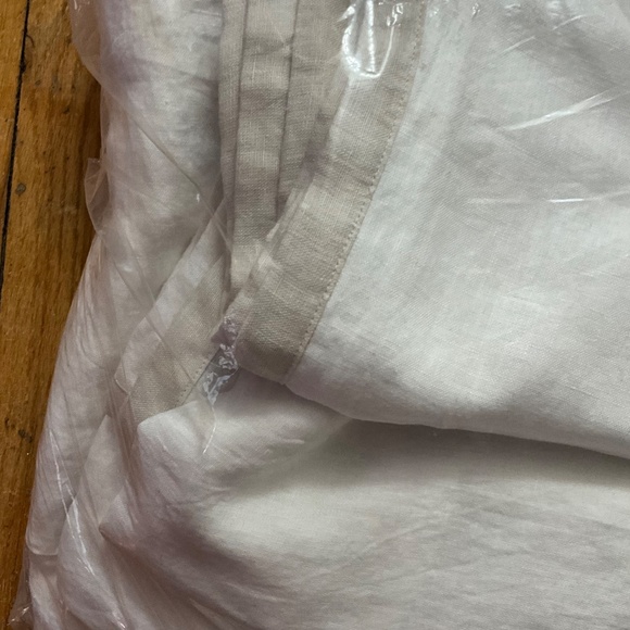 NWOT -  Quince European Linen Contrast Flange Duvet Cover Set - White/Sand - Picture 5 of 5